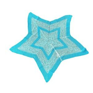 Baby blanket handmade crocheted star blue